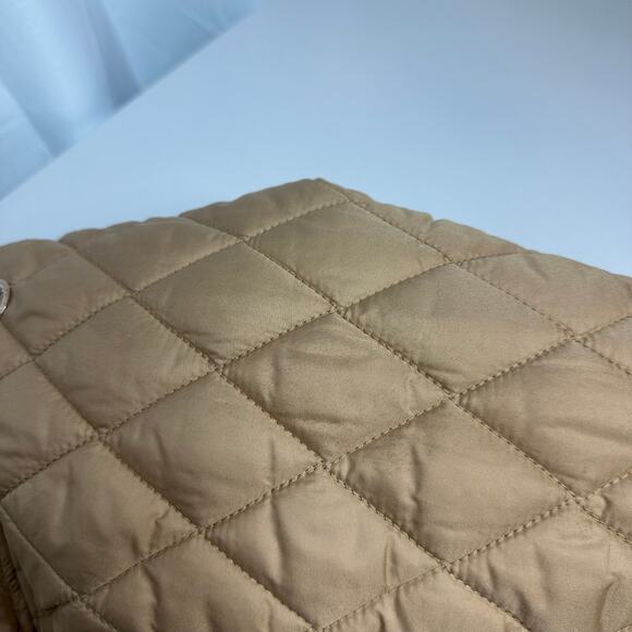 Michael Kors Khaki Diamond Quilted Field Jacket Coat Button Up Womens Large L - Picture 10 of 12